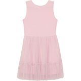 Jurk - Kokerjurken - Mouwloos - Glitterende Netstof - Ronde Halslijn