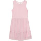 Jurk - Kokerjurken - Mouwloos - Glitterende Netstof - Ronde Halslijn