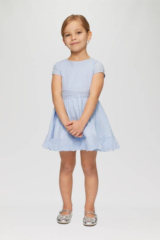 Robe - Jurk - Lichtblauw - Met Ceinture in Tulle en Detailles in Dentelle