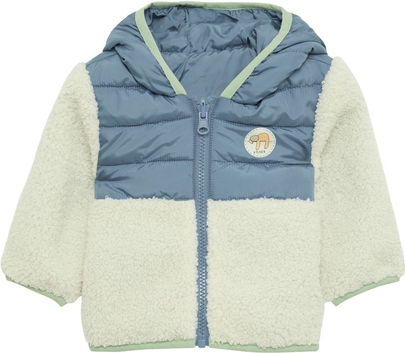 s.Oliver - Jongensjas - Ecru-Blauw - Teddymateriaal - Capuchon