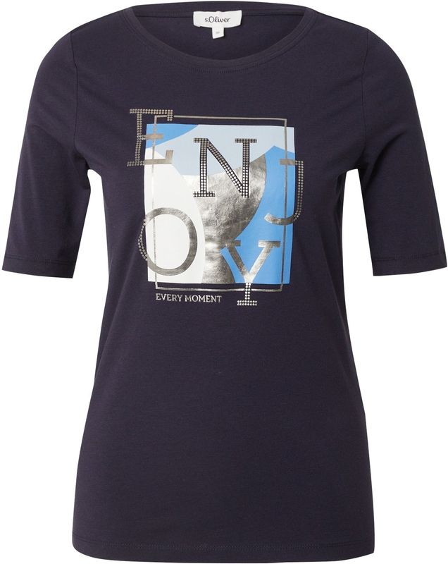 s.Oliver - T-shirt - Donkerblauw - Slim Fit - Dames