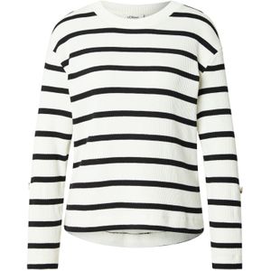 s.Oliver - Sweatshirt - Beige - Dames - Geribbelde Structuur en Strepen