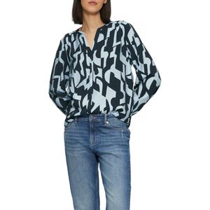 s.Oliver Damesblouse met plooien – soepel en vrouwelijk voor kantoor en vrije tijd, Donkerblauw, 34