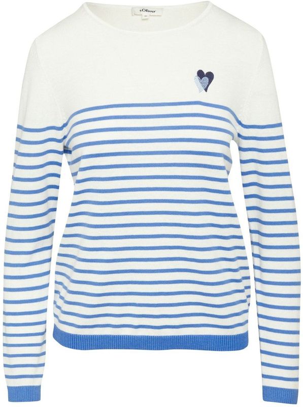 s.Oliver Gebreide damestrui voor casual looks met hartborduurwerk, koningsblauw, 38