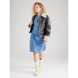 s.Oliver - Jurk - Blauw - Denim - Polokraag, Lange Mouw, Zakken aan de Zijkant