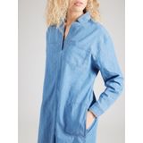 s.Oliver - Jurk - Blauw - Denim - Polokraag, Lange Mouw, Zakken aan de Zijkant