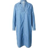 s.Oliver - Jurk - Blauw - Denim - Polokraag, Lange Mouw, Zakken aan de Zijkant