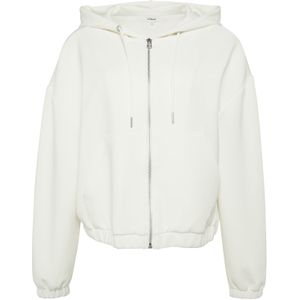 s.Oliver - Scuba-sweatjack - Crème - Relaxed Fit - Met Capuchon