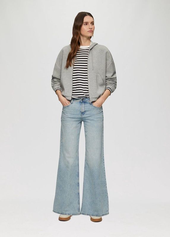 s.Oliver Scuba-sweatjack van modalmix in relaxed fit, gemengd grijs, 34