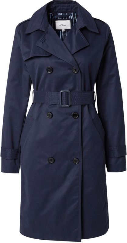 s.Oliver RED LABEL - Dames Trenchcoat - Effen - Katoenmix - Waterafstotend