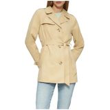 s.Oliver - Tussenmantel - Beige - Katoen - Licht Gevoerd, Knoopsluiting, Revers Kraag