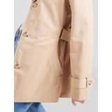 s.Oliver - Tussenmantel - Beige - Katoen - Licht Gevoerd, Knoopsluiting, Revers Kraag