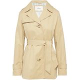 s.Oliver - Tussenmantel - Beige - Katoen - Licht Gevoerd, Knoopsluiting, Revers Kraag