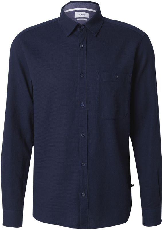 Casual Overhemd - Blauw - Katoen - Normale Pasvorm