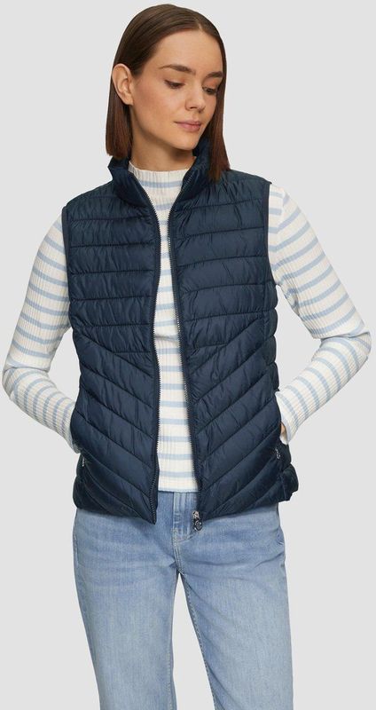 s.Oliver - Bodywarmer - Navy - Met Opstaande Kraag - Ritszakken