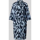 s.Oliver Gestructureerde jurk van viscosemix met steekzakken, Donkerblauw, 34