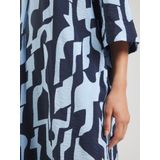 s.Oliver Gestructureerde jurk van viscosemix met steekzakken, Donkerblauw, 34