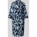 s.Oliver Gestructureerde jurk van viscosemix met steekzakken, Donkerblauw, 34