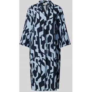 s.Oliver Gestructureerde jurk van viscosemix met steekzakken, Donkerblauw, 34