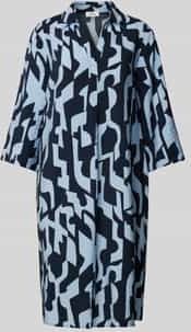 s.Oliver Gestructureerde jurk van viscosemix met steekzakken, Donkerblauw, 34