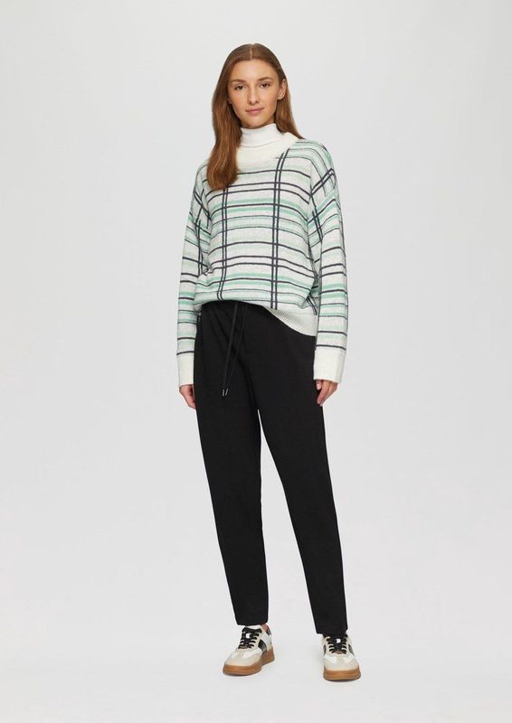 s.Oliver - Broek - Zwart - Jersey - Tapered, Mid Waist, Elastische Taille