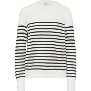 s.Oliver Trui Ecru - Fijn Gebreid met Ronde Hals en Lange Mouwen