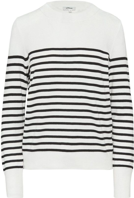 s.Oliver Trui Ecru - Fijn Gebreid met Ronde Hals en Lange Mouwen