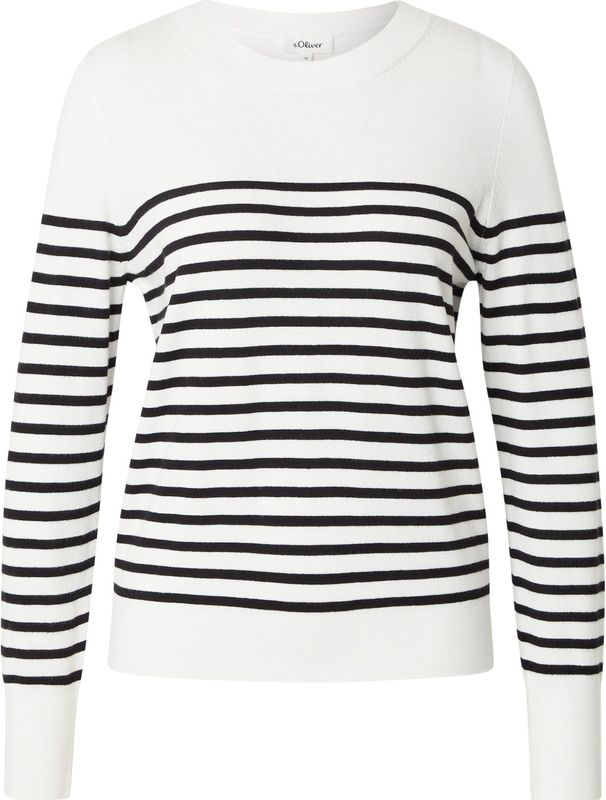 s.Oliver Trui Ecru - Fijn Gebreid met Ronde Hals en Lange Mouwen