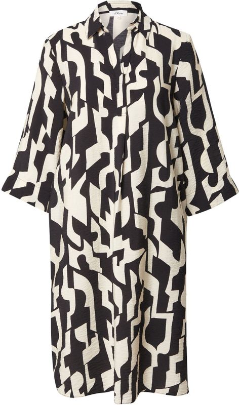 Jurk - Vloeiende Overhemdjurk - 3/4-Mouwen - Met All-over Print