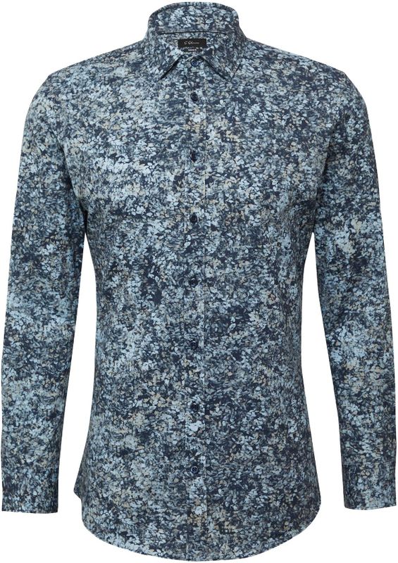 s.Oliver BLACK LABEL - Casual Overhemd - Blauw - Stretchkatoen