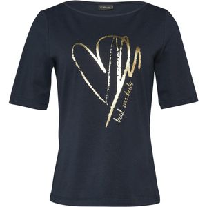 T-shirt - Donkerblauw - Katoenmix - Met Metallic Print