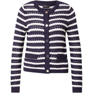 s.Oliver BLACK LABEL - Gebreid Vest - Marine - Katoen en Acryl - Knoopsluiting