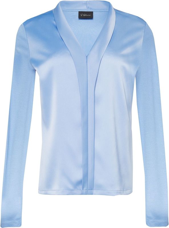 s.Oliver BLACK LABEL Satijnen blouseshirt met diafragma, lichtblauw, 46