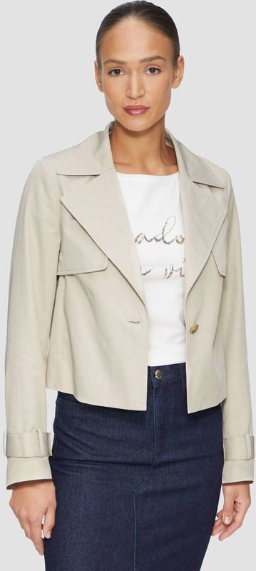 s.Oliver BLACK LABEL - Trenchcoat - Ecru - Knoopsluiting - Reverskraag