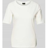 s.Oliver BLACK LABEL - T-shirt - Ecru - Coton Mélangé - Détails Dubbele Laag