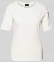 s.Oliver BLACK LABEL - T-shirt - Ecru - Coton Mélangé - Détails Dubbele Laag