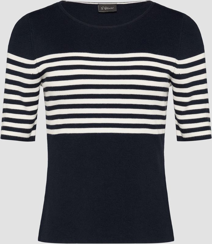 Gebreide Trui - Gestreept - Knitwear - Ronde Hals - Slanke Pasvorm