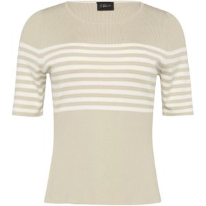 s.Oliver BLACK LABEL Gestreepte slim fit trui met korte mouwen, lichtbeige, 34