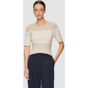 Trui - Rechte Zoom - Gebreide Trui - Gestreept - Slanke Pasvorm, Kwartmouw, LENZING™ en Ecovero™