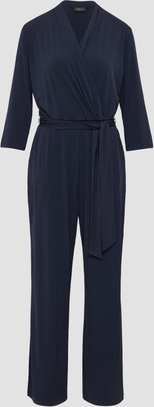 s.Oliver BLACK LABEL - Jumpsuit - Effen Wikkellook - Strikceintuur - V-hals - 3/4-Mouw