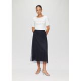 s.Oliver - BLACK LABEL - Plooirok - Navy - Gevoerde Zoom, Elastische Taille, Tule