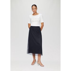 s.Oliver - BLACK LABEL - Plooirok - Navy - Gevoerde Zoom, Elastische Taille, Tule