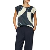 s.Oliver BLACK LABEL - T-shirt - Blauw ecru - Katoen - Met Grafisch Patroon