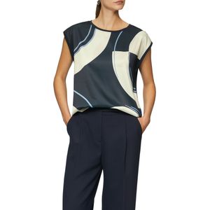 s.Oliver BLACK LABEL - T-shirt - Blauw ecru - Katoen - Met Grafisch Patroon