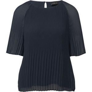 s.Oliver BLACK LABEL - Chiffon Damesblouse - Effen - Plissés - Korte Raglanmouwen