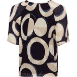 s.Oliver BLACK LABEL - Geplooide Damesblouse - Blauw - Katoen