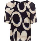 s.Oliver BLACK LABEL - Geplooide Damesblouse - Blauw - Katoen