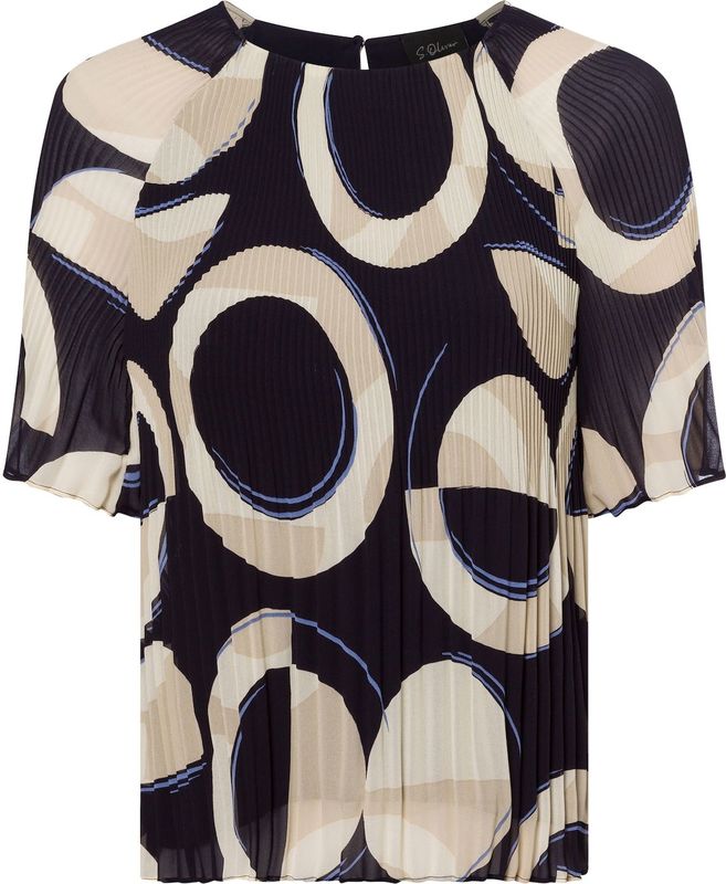 s.Oliver BLACK LABEL - Geplooide Damesblouse - Blauw - Katoen