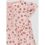 Jurk - A-lijn - Katoen - Multicolor - Fladdermouwen, Kanten Afwerking, Ronde Halslijn