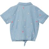 Blouse - Denim - Korte Mouwen - Borduurwerk